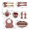bpa free soft silicon toddler tableware food grade infant silicone baby feeding set for kids - Image 2
